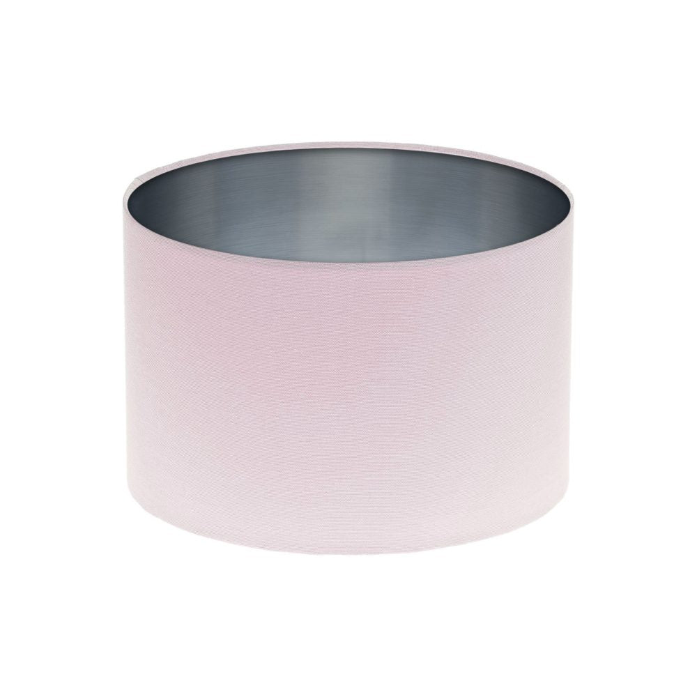 Baby Pink Drum Lampshade Brushed Silver Inner
