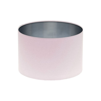 Baby Pink Drum Lampshade Brushed Silver Inner