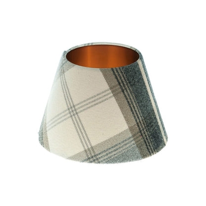 Balmoral Charcoal Tartan Empire Lampshade Brushed Copper Inner