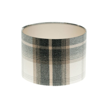 Balmoral Charcoal Tartan Drum Lampshade Champagne Inner