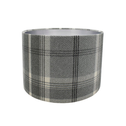 Balmoral Dove Grey Tartan Drum Lampshade