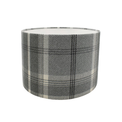 Balmoral Dove Grey Tartan Drum Lampshade