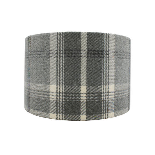Balmoral Dove Grey Tartan Drum Lampshade