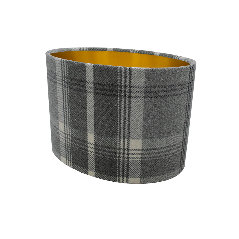Balmoral Dove Grey Tartan Oval Lampshade