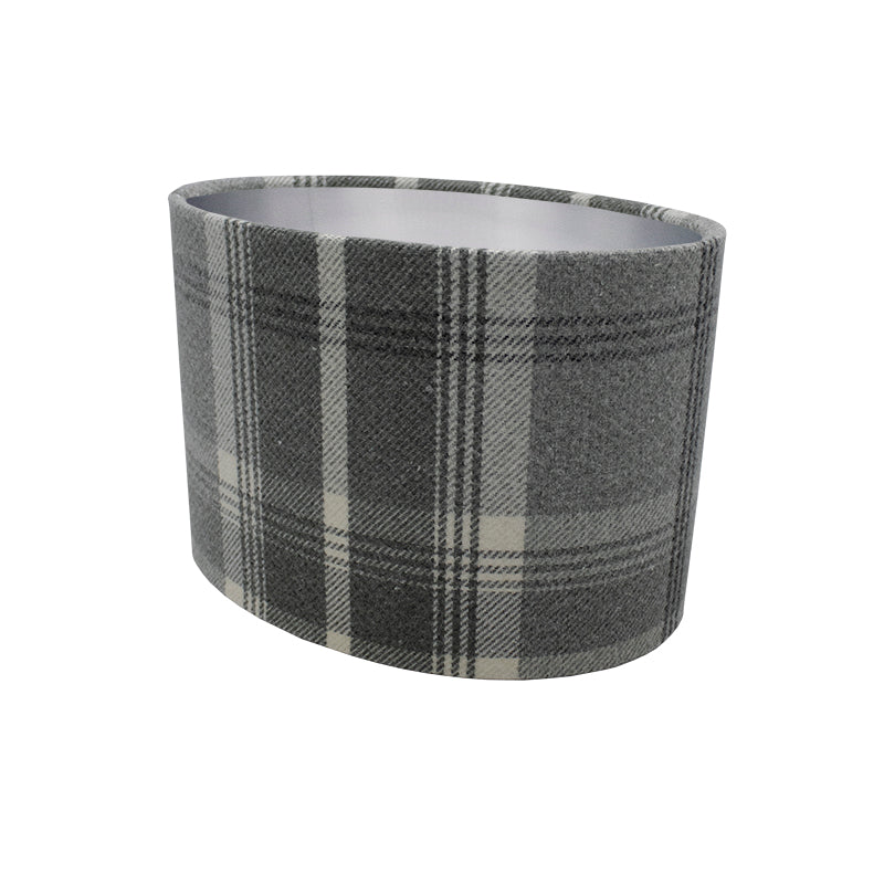 Balmoral Dove Grey Tartan Oval Lampshade