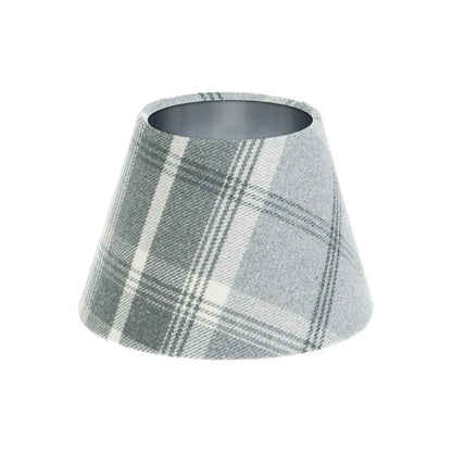 Balmoral Dove Grey Tartan Empire Lampshade Brushed Silver Inner