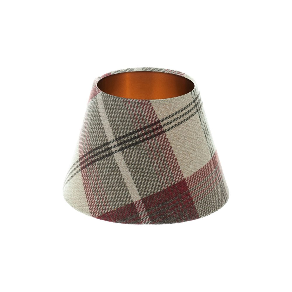 Balmoral Maroon Tartan Empire Lampshade Brushed Copper Inner