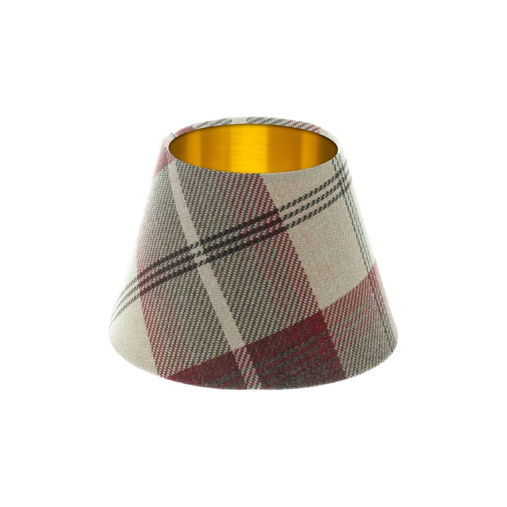 Balmoral Maroon Tartan Empire Lampshade Brushed Gold Inner