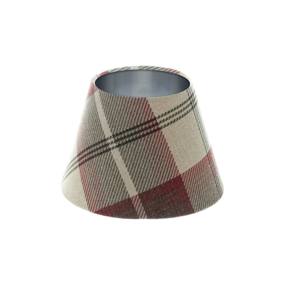 Balmoral Maroon Tartan Empire Lampshade Brushed Silver Inner