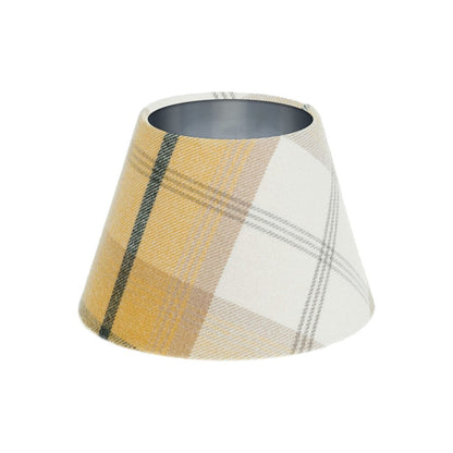 Balmoral Ochre Tartan Empire Lampshade Brushed Silver Inner