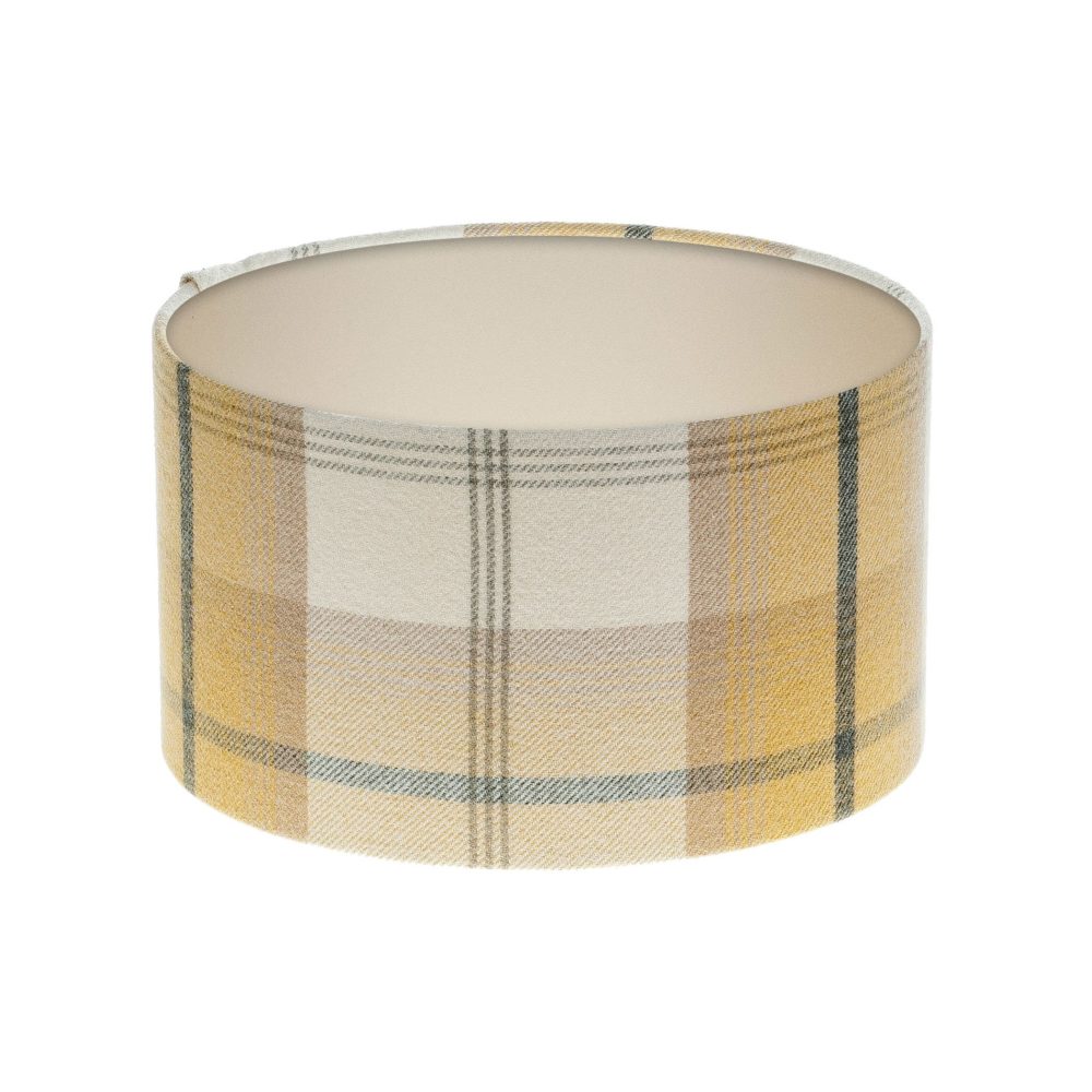 Balmoral Ochre Tartan Drum Lampshade Champagne Inner