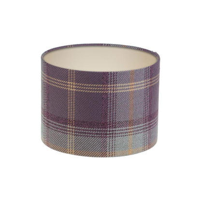 Balmoral Lavender Tartan Drum Lampshade Champagne Inner