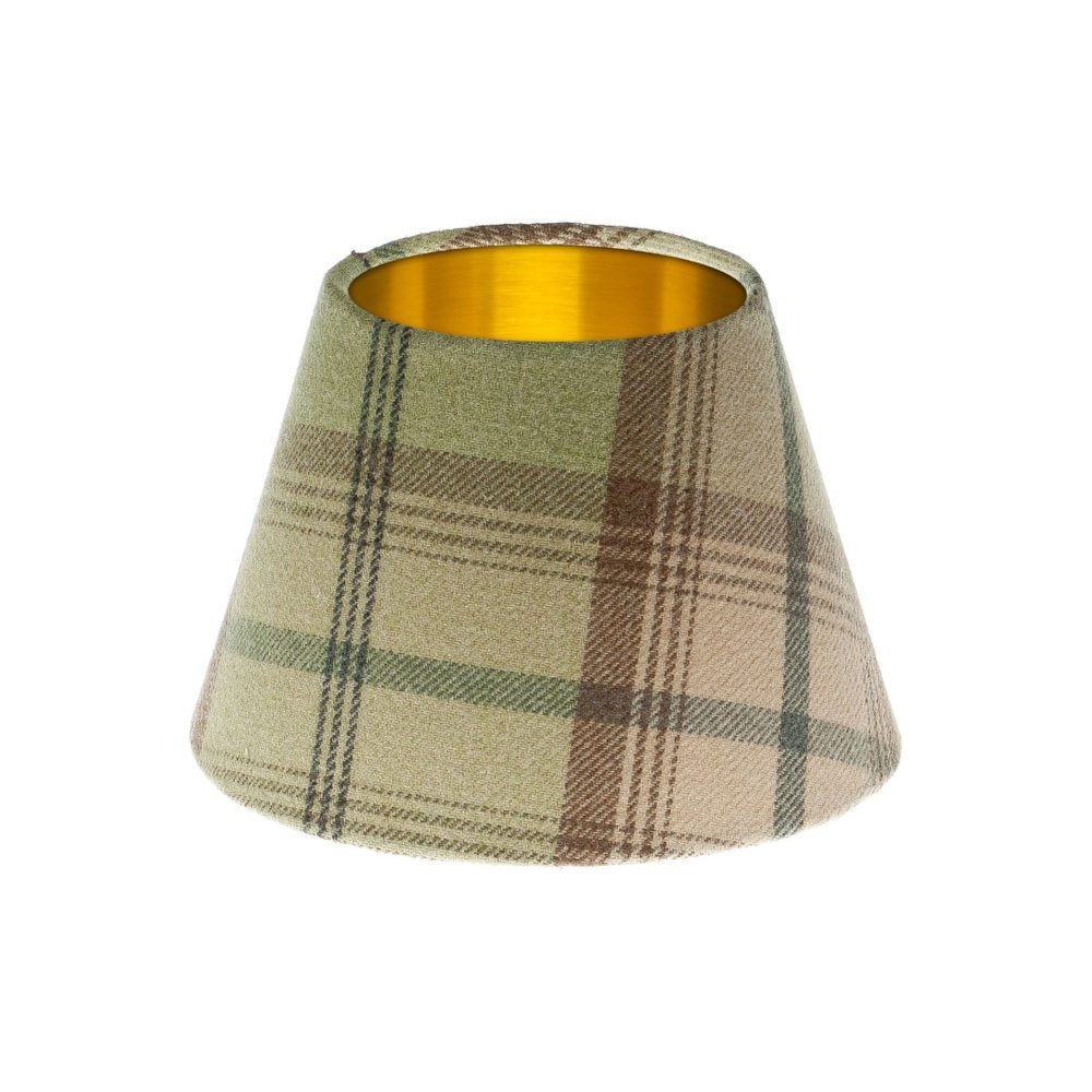 Balmoral Sage Tartan Empire Lampshade Brushed Gold Inner