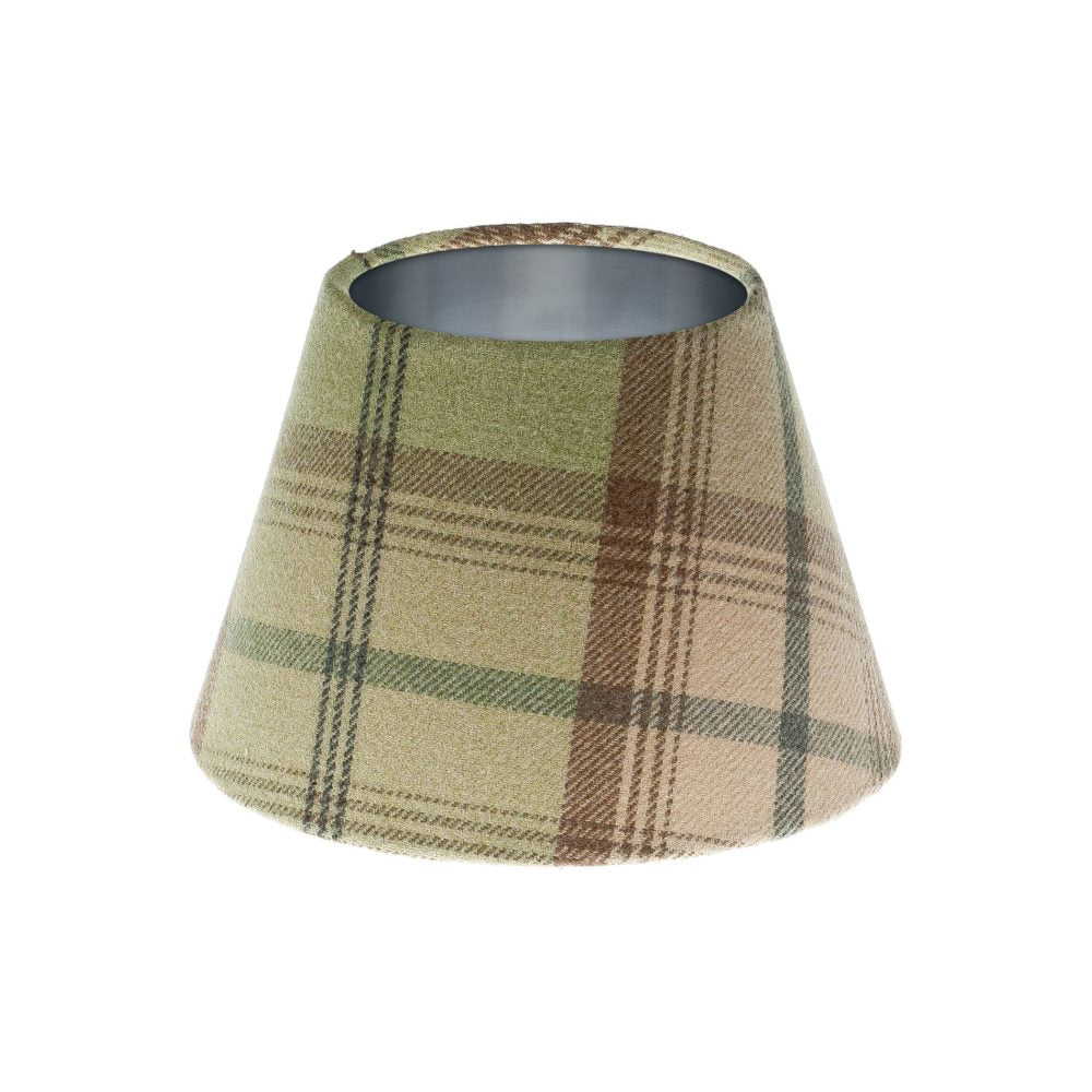 Balmoral Sage Tartan Empire Lampshade Brushed Silver Inner