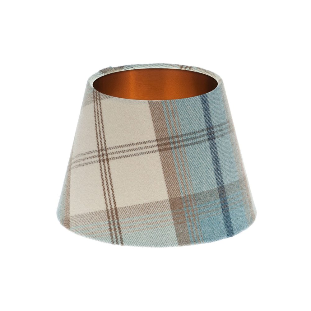 Balmoral Sky Tartan Empire Lampshade Brushed Copper Inner