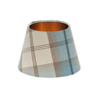 Balmoral Sky Tartan Empire Lampshade Brushed Copper Inner