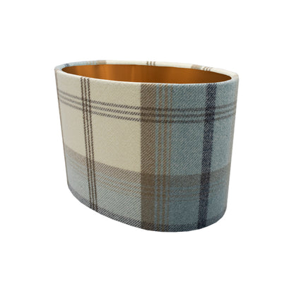 Balmoral Sky Blue Tartan Oval Lampshade