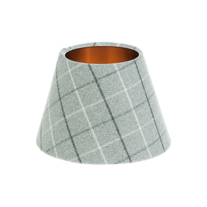 Bamburgh Dove Grey Tartan Empire Lampshade Brushed Copper Inner
