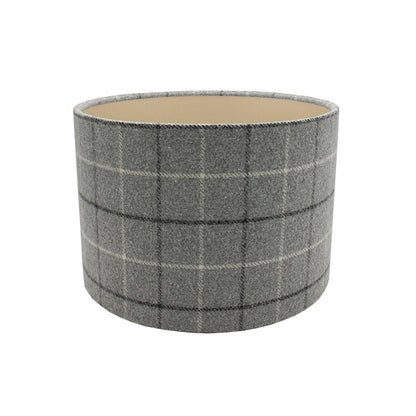 Bamburgh Dove Grey Tartan Drum Lampshade