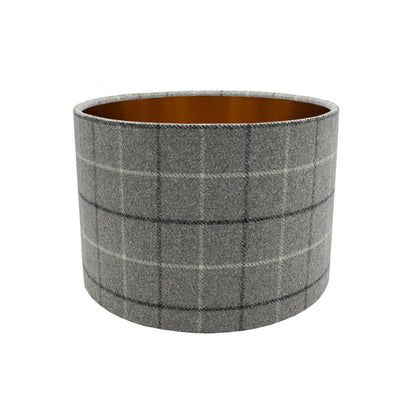 Bamburgh Dove Grey Tartan Drum Lampshade
