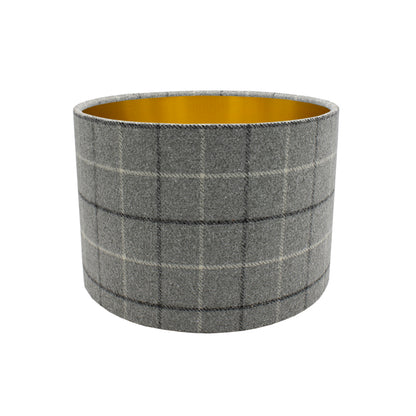 Bamburgh Dove Grey Tartan Drum Lampshade