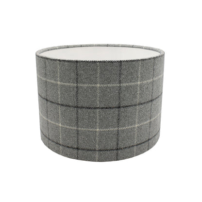 Bamburgh Dove Grey Tartan Drum Lampshade