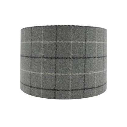 Bamburgh Dove Grey Tartan Drum Lampshade