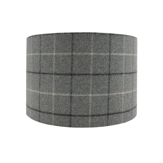 Bamburgh Dove Grey Tartan Drum Lampshade