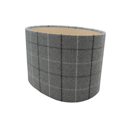 Bamburgh Dove Grey Tartan Oval Lampshade