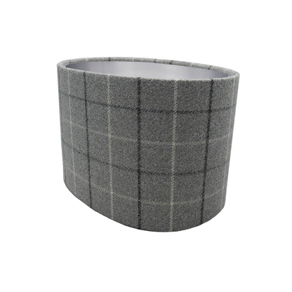 Bamburgh Dove Grey Tartan Oval Lampshade