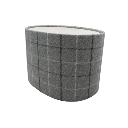 Bamburgh Dove Grey Tartan Oval Lampshade