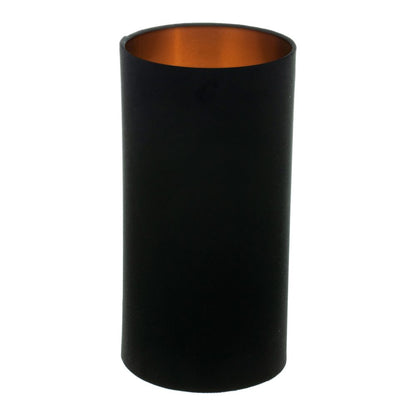 Black Velvet Tall Drum Lampshade Brushed Copper Inner