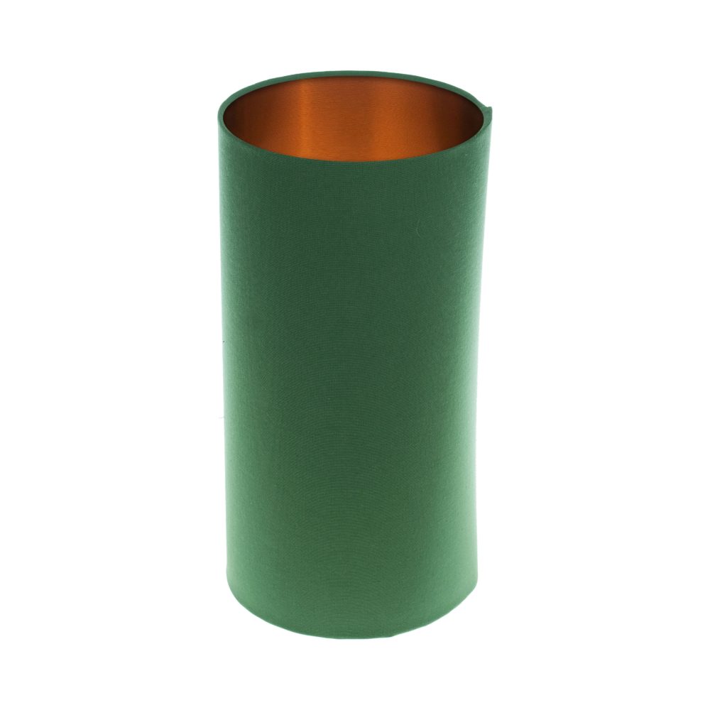 Dark Green Tall Drum Lampshade Brushed Copper Inner