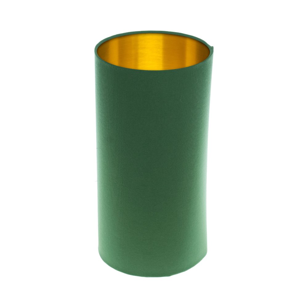 Dark Green Tall Drum Lampshade Brushed Gold Inner