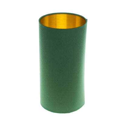 Dark Green Tall Drum Lampshade Brushed Gold Inner