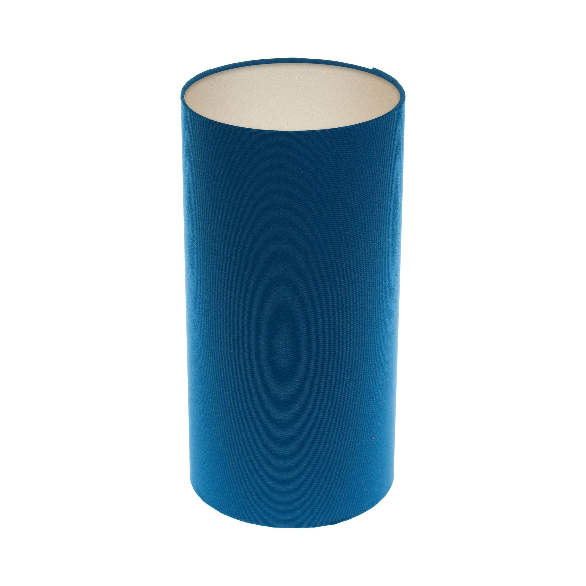 Bright Blue Tall Drum Lampshade Champagne Inner