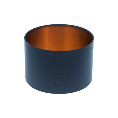 Bright Navy Blue Drum Lampshade Brushed Copper Inner