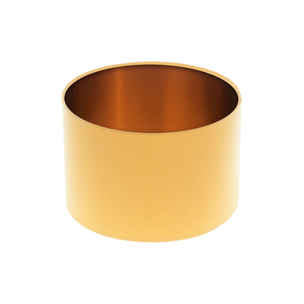 Bright Yellow Drum Lampshade Brushed Copper Inner