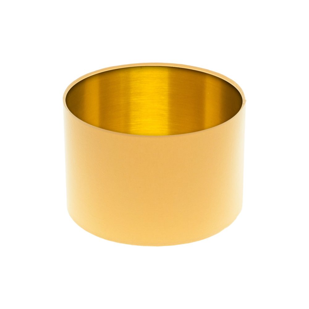 Bright Yellow Drum Lampshade Brushed Gold Inner