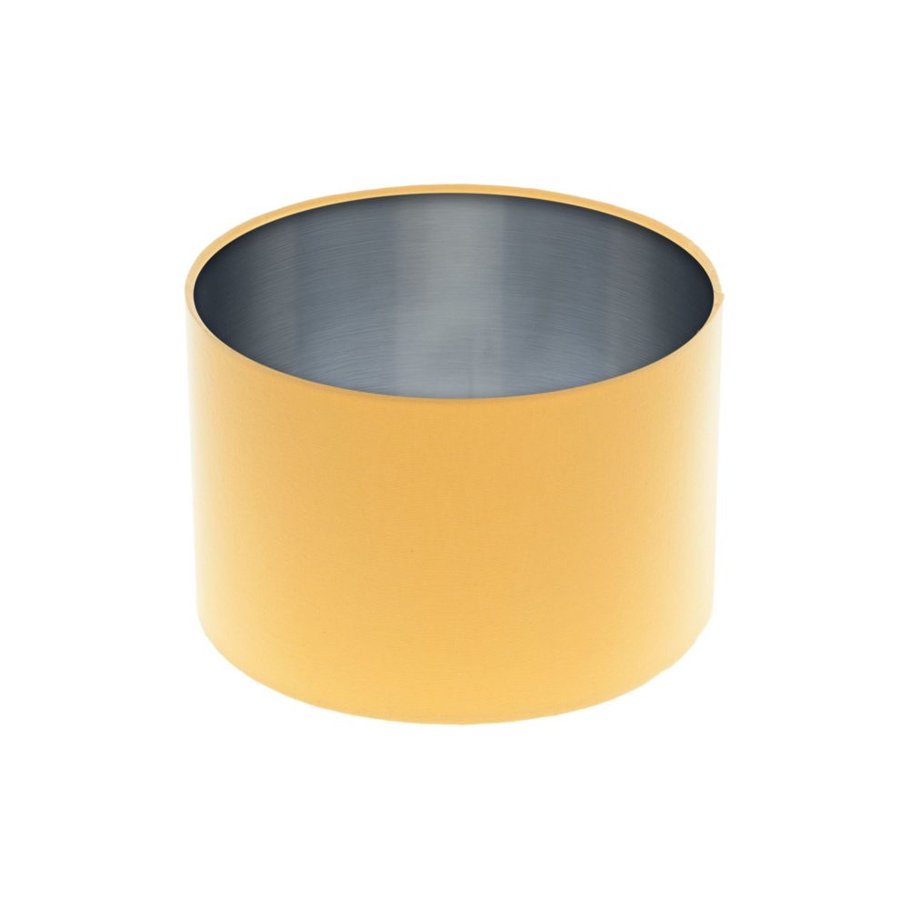 Bright Yellow Drum Lampshade Brushed Silver Inner