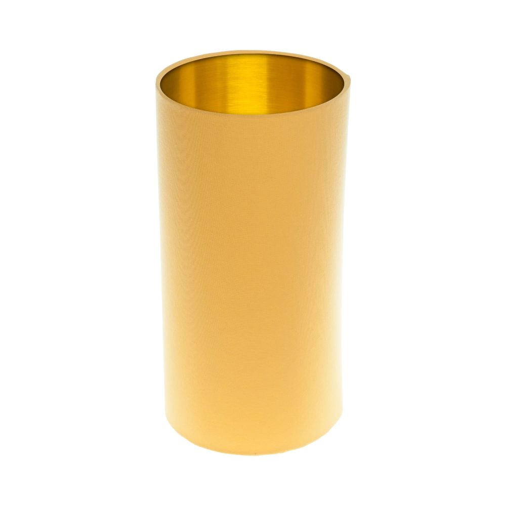 Bright Yellow Tall Drum Lampshade Brushed Gold Inner