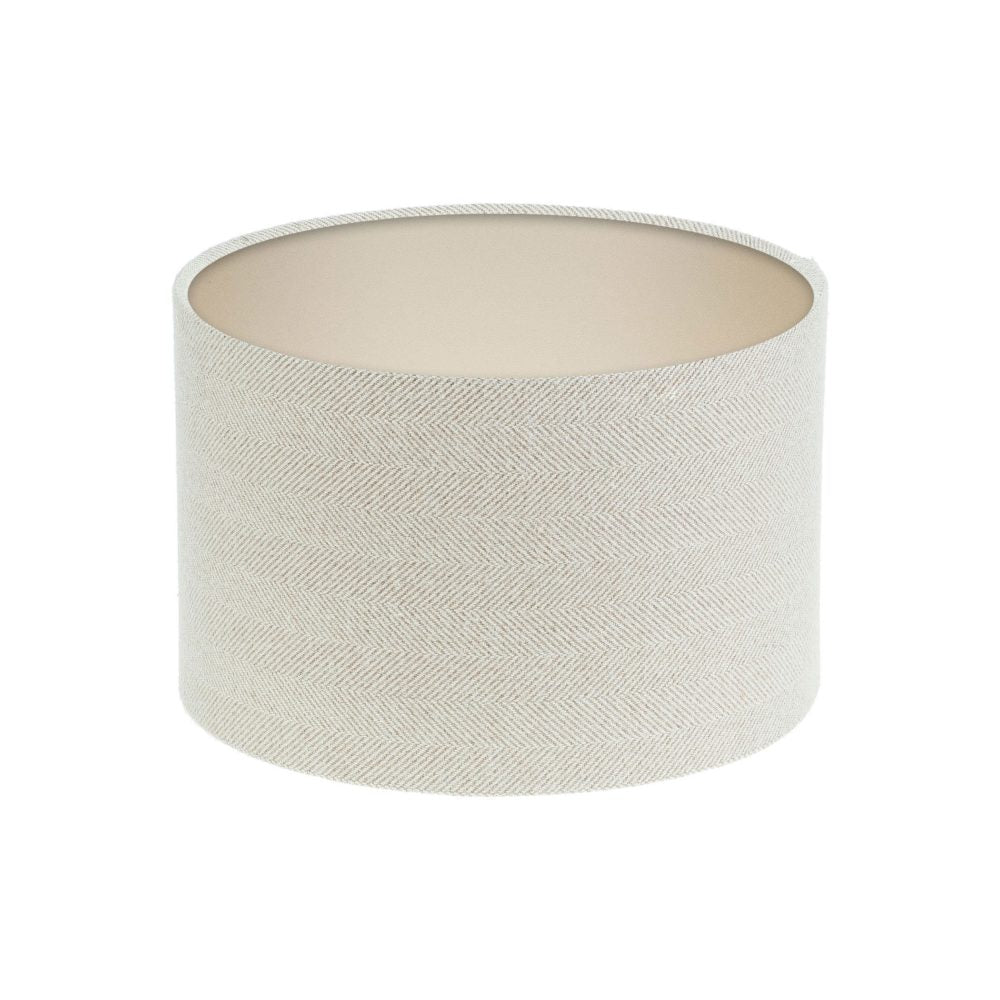 Cream Herringbone Tweed Drum Lampshade Champagne Inner