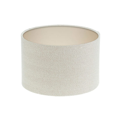 Cream Herringbone Tweed Drum Lampshade Champagne Inner