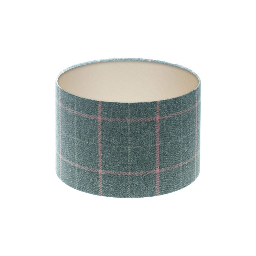 Exford Grey Pink Tartan Drum Lampshade Champagne Inner
