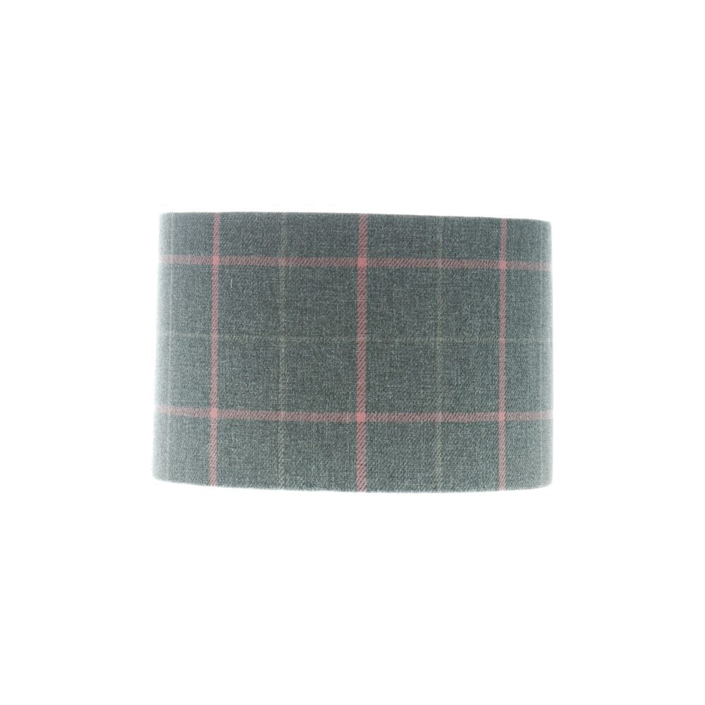 Exford Grey Pink Tartan Drum Lampshade