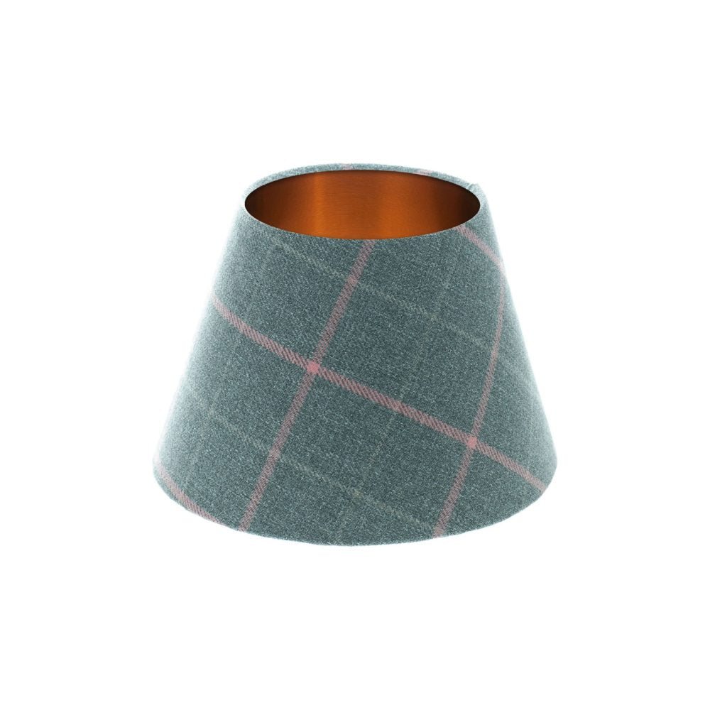 Exford Grey Pink Tartan Empire Lampshade Brushed Copper Inner