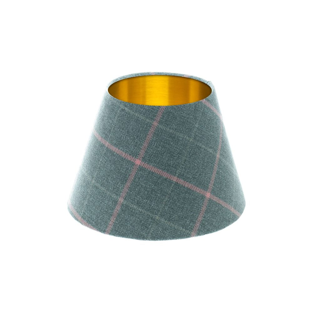 Exford Grey Pink Tartan Empire Lampshade Brushed Gold Inner