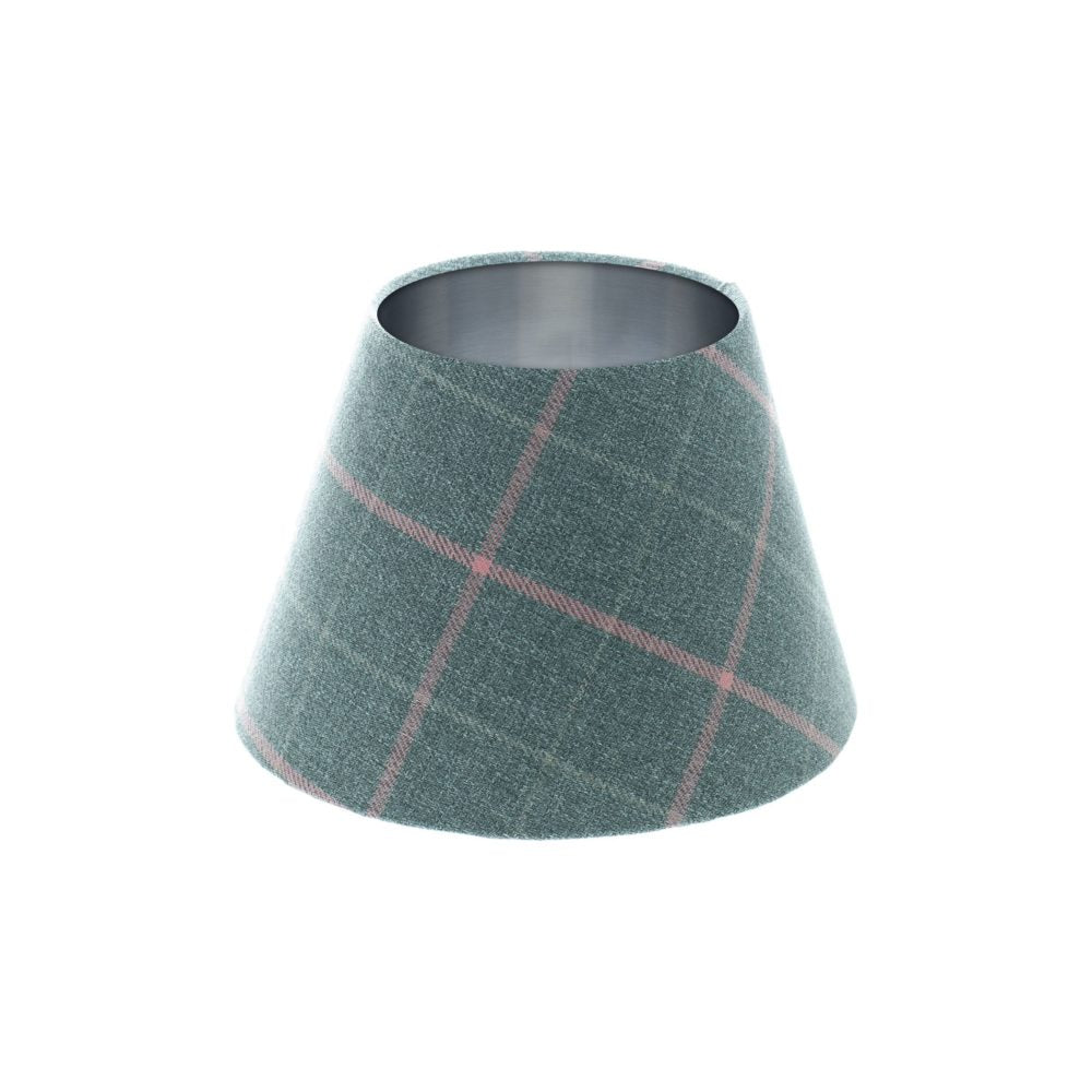 Exford Grey Pink Tartan Empire Lampshade Brushed Silver Inner