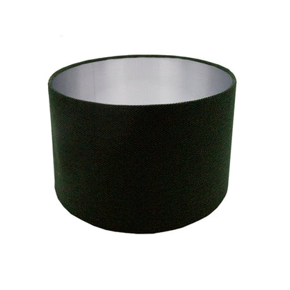 Toad Green Herringbone Drum Lampshade Brushed Silver Inner