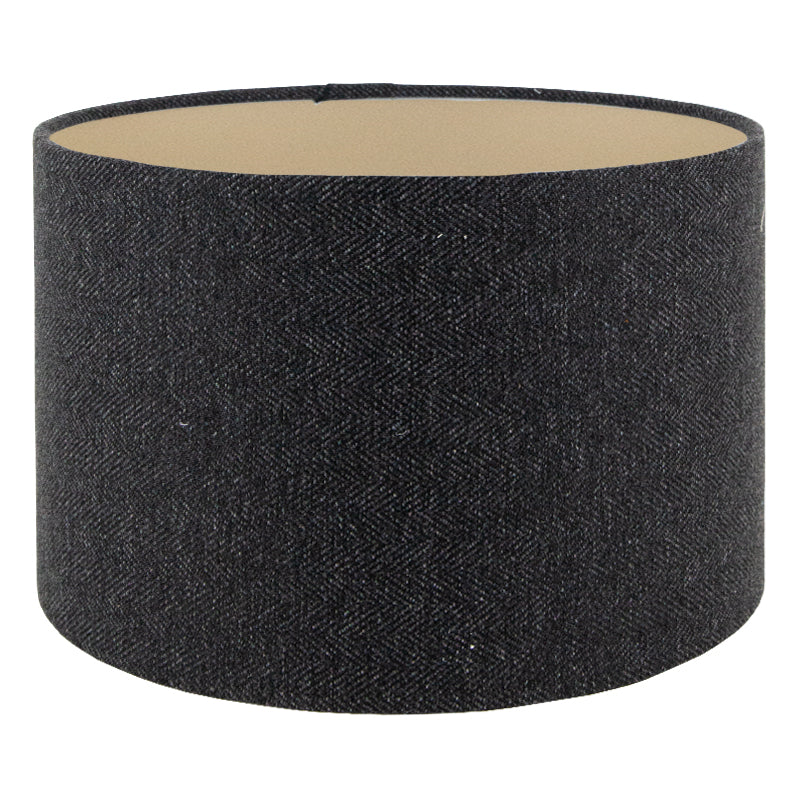 Dark Grey Herringbone Drum Lampshade